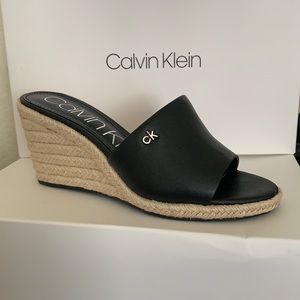 CK Black Bandera Wedge Sandals